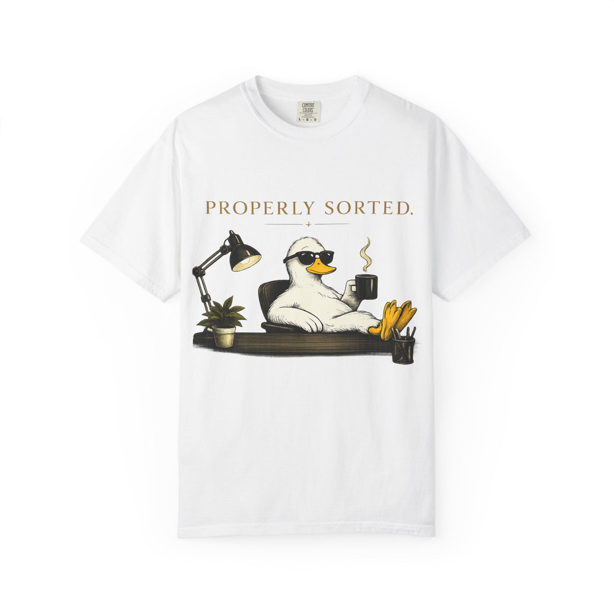 T-Shirt — 'Properly Sorted' / 'Allegedly' Duck Graphic Tee Printify