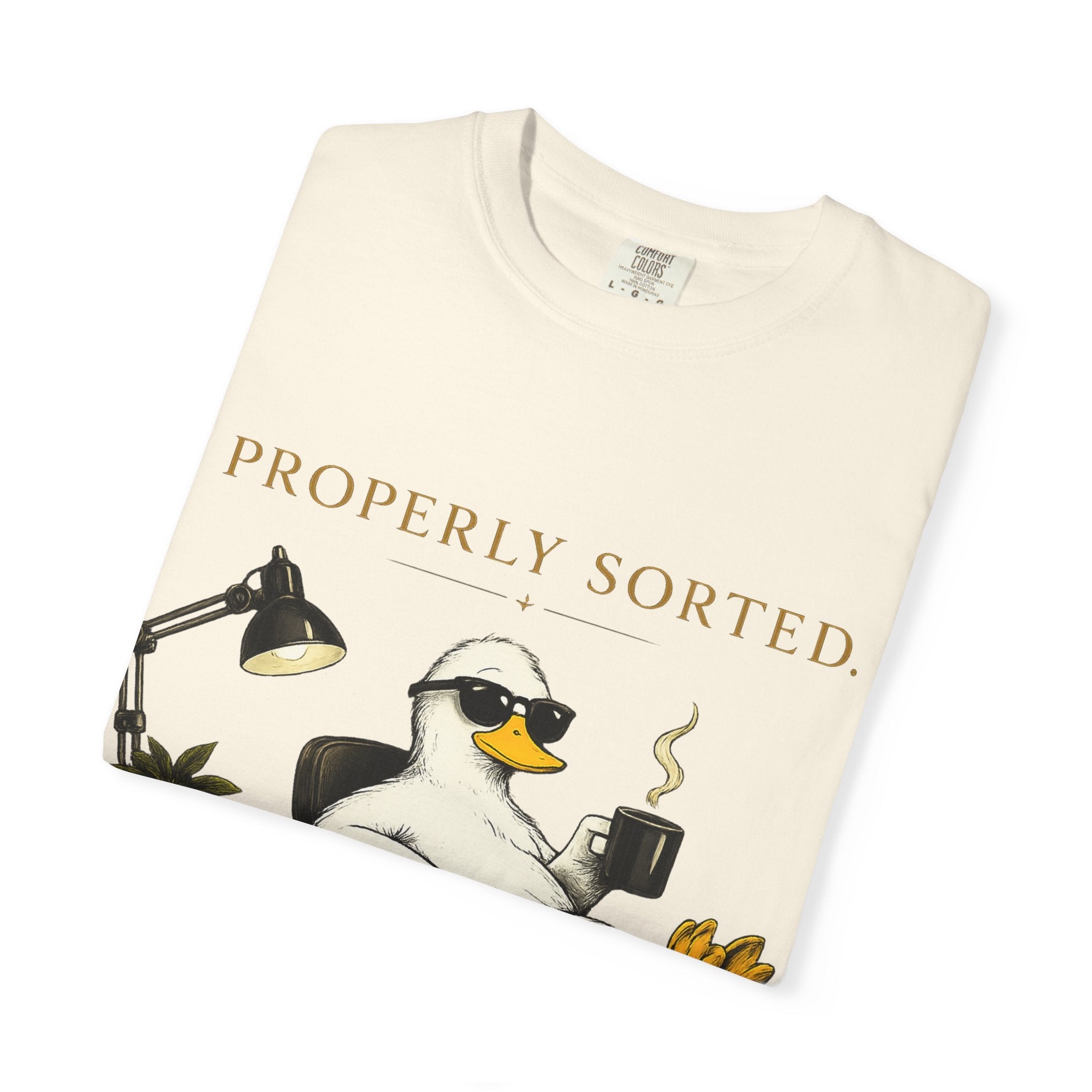 T-Shirt — 'Properly Sorted' / 'Allegedly' Duck Graphic Tee Printify