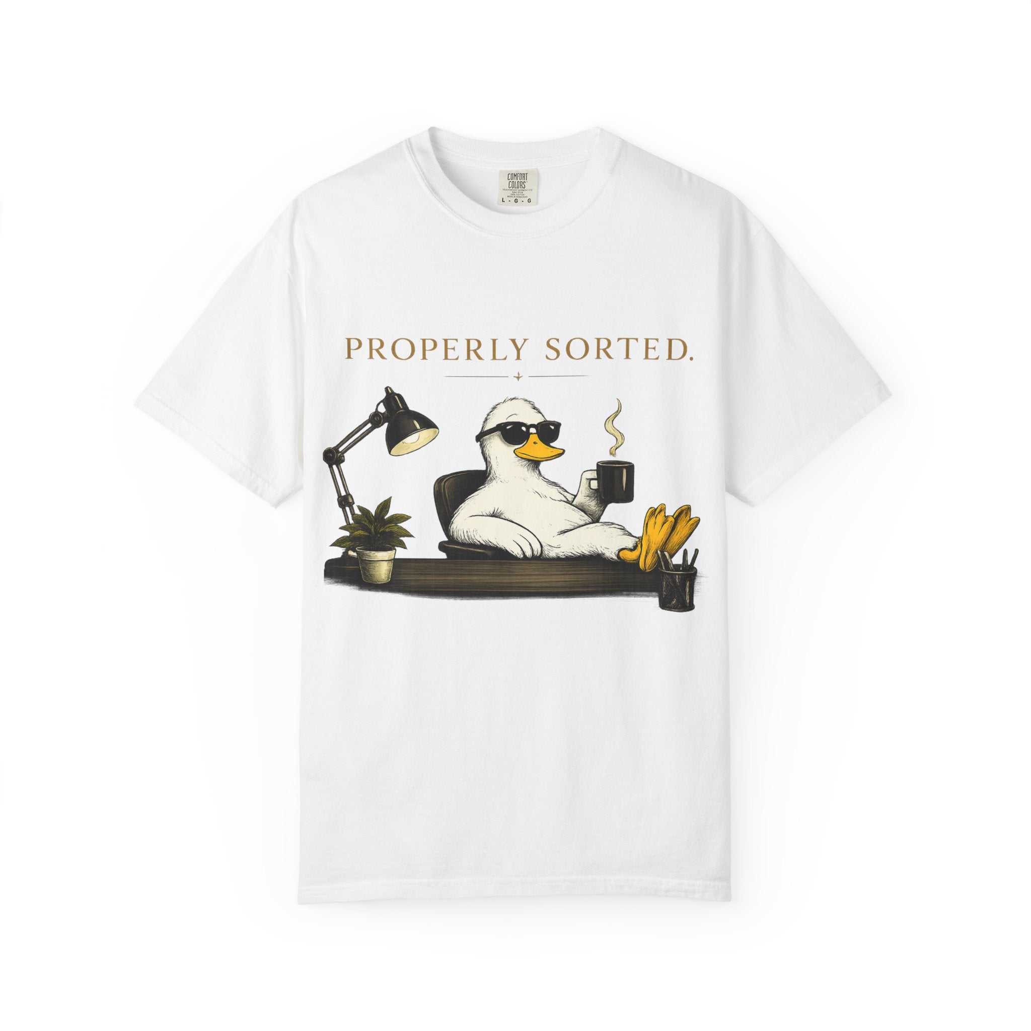 T-Shirt — 'Properly Sorted' / 'Allegedly' Duck Graphic Tee Printify