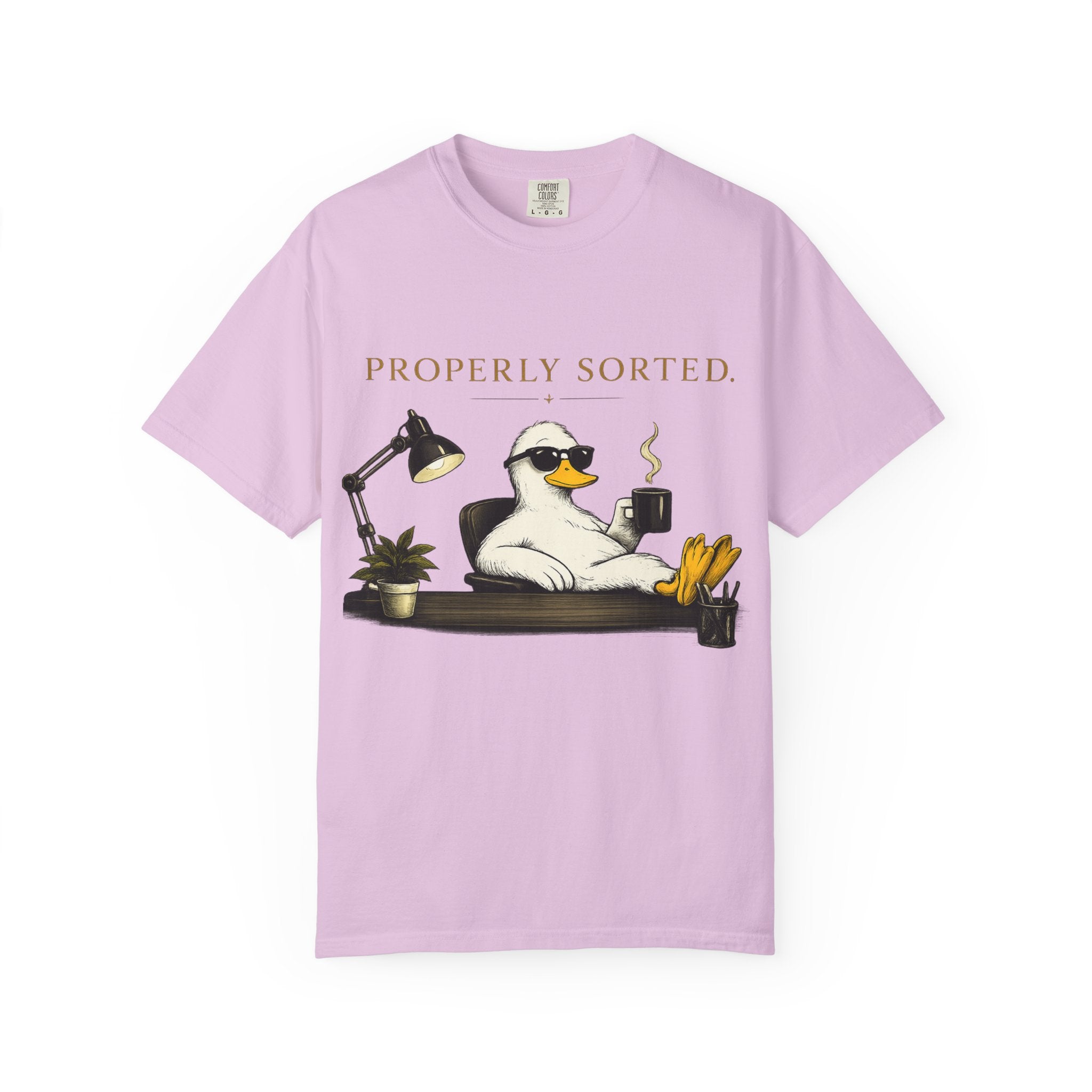 T-Shirt — 'Properly Sorted' / 'Allegedly' Duck Graphic Tee Printify