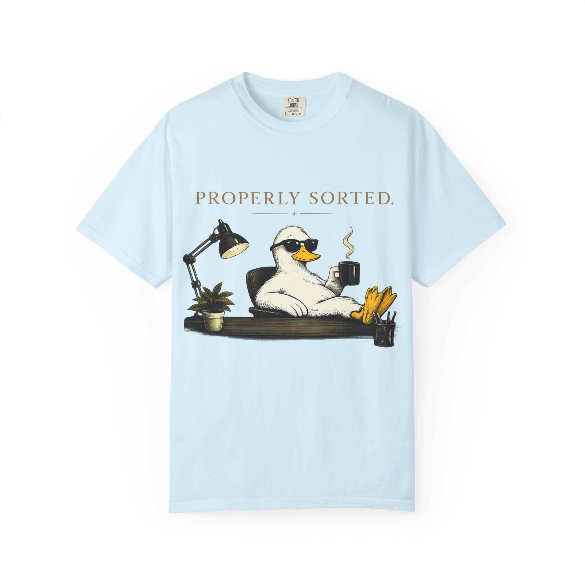 T-Shirt — 'Properly Sorted' / 'Allegedly' Duck Graphic Tee Printify