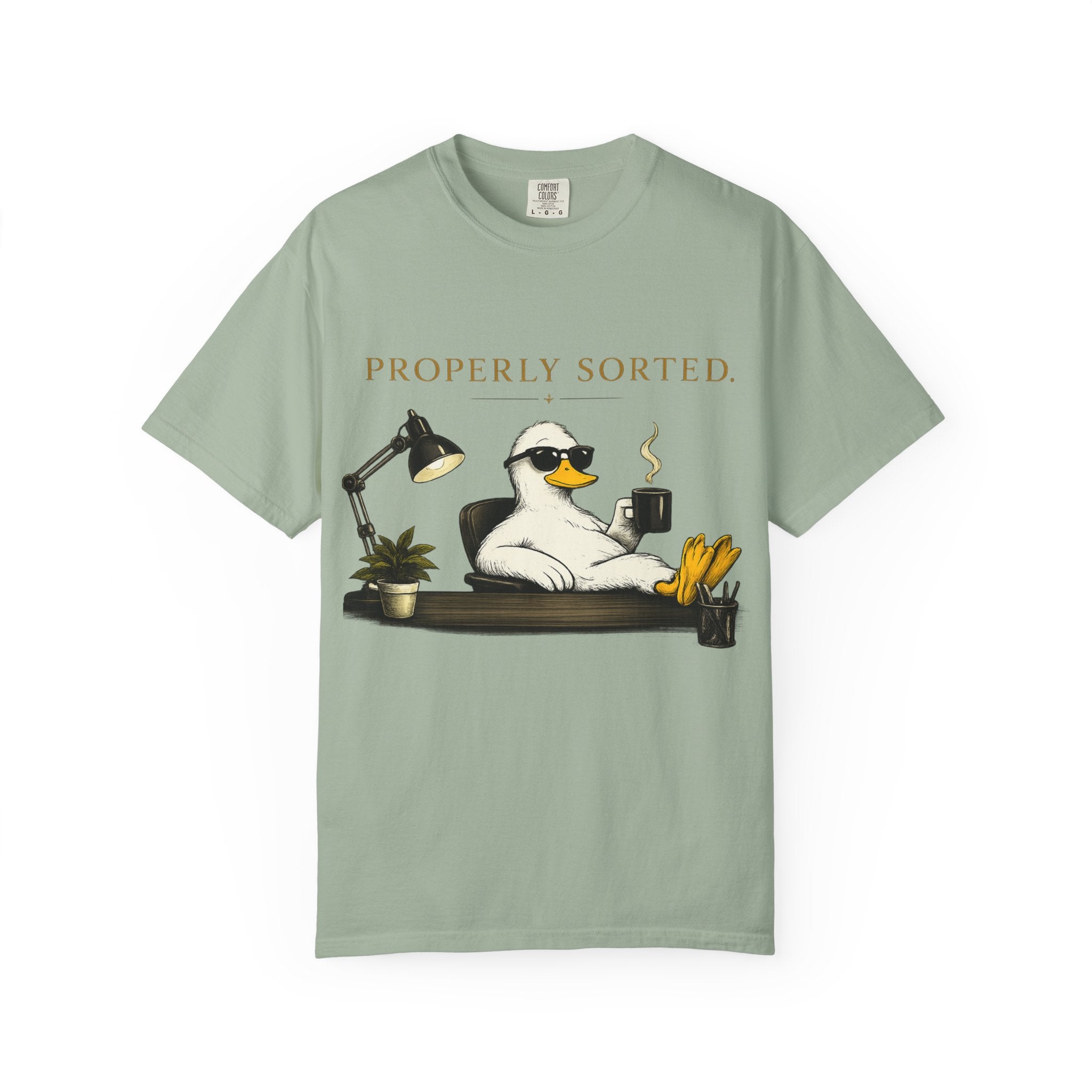 T-Shirt — 'Properly Sorted' / 'Allegedly' Duck Graphic Tee Printify