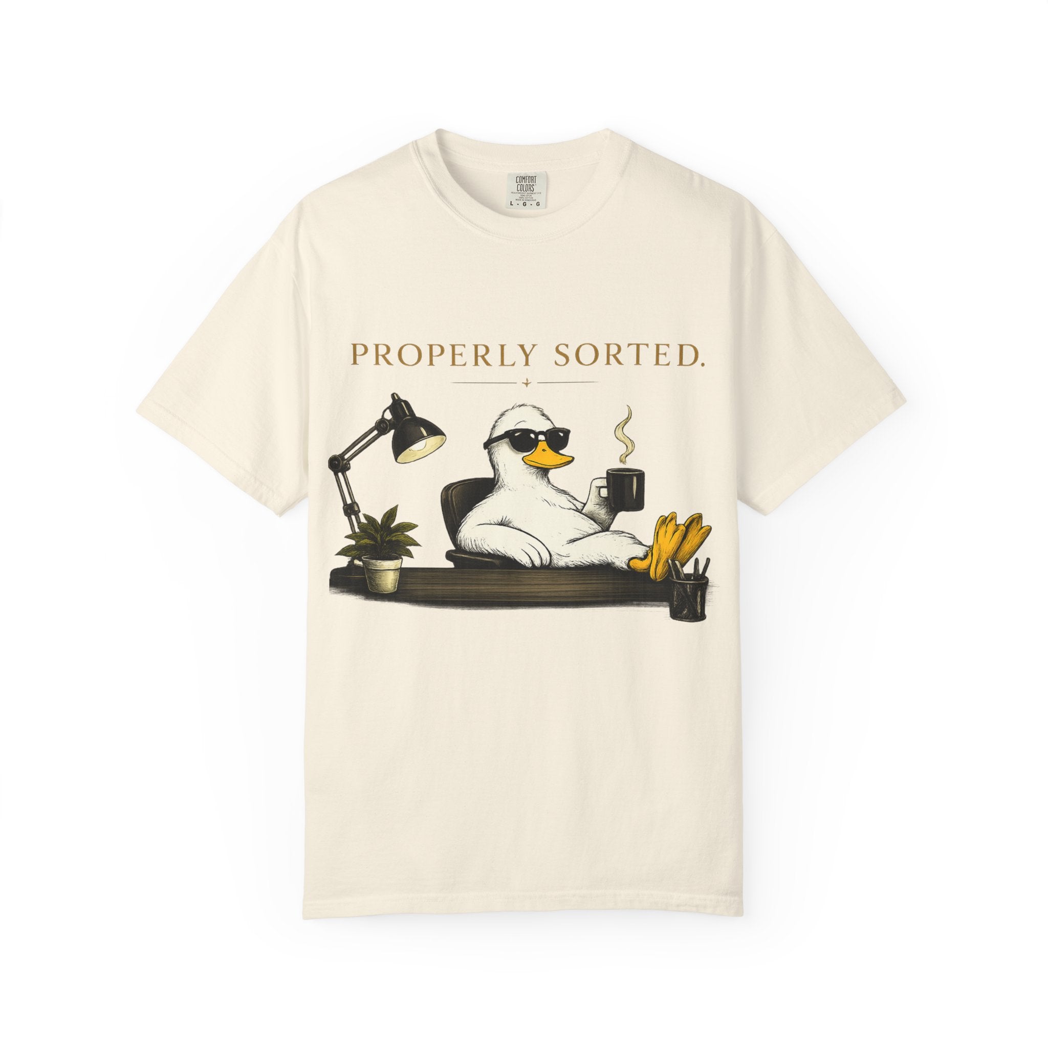 T-Shirt — 'Properly Sorted' / 'Allegedly' Duck Graphic Tee Printify
