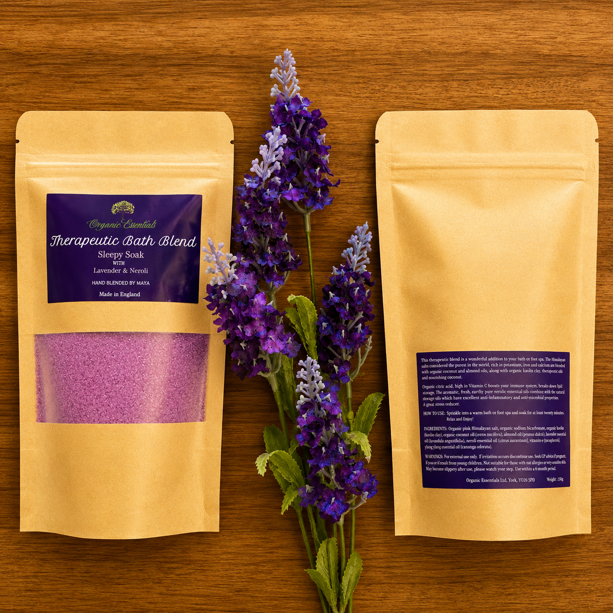 Lavender & Neroli Bath Blend in Eco-Pouch 250g Moovari