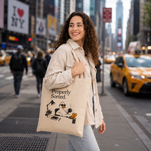 'Properly Sorted... Allegedly' Canvas Tote – Heavy 12oz Cotton Printify